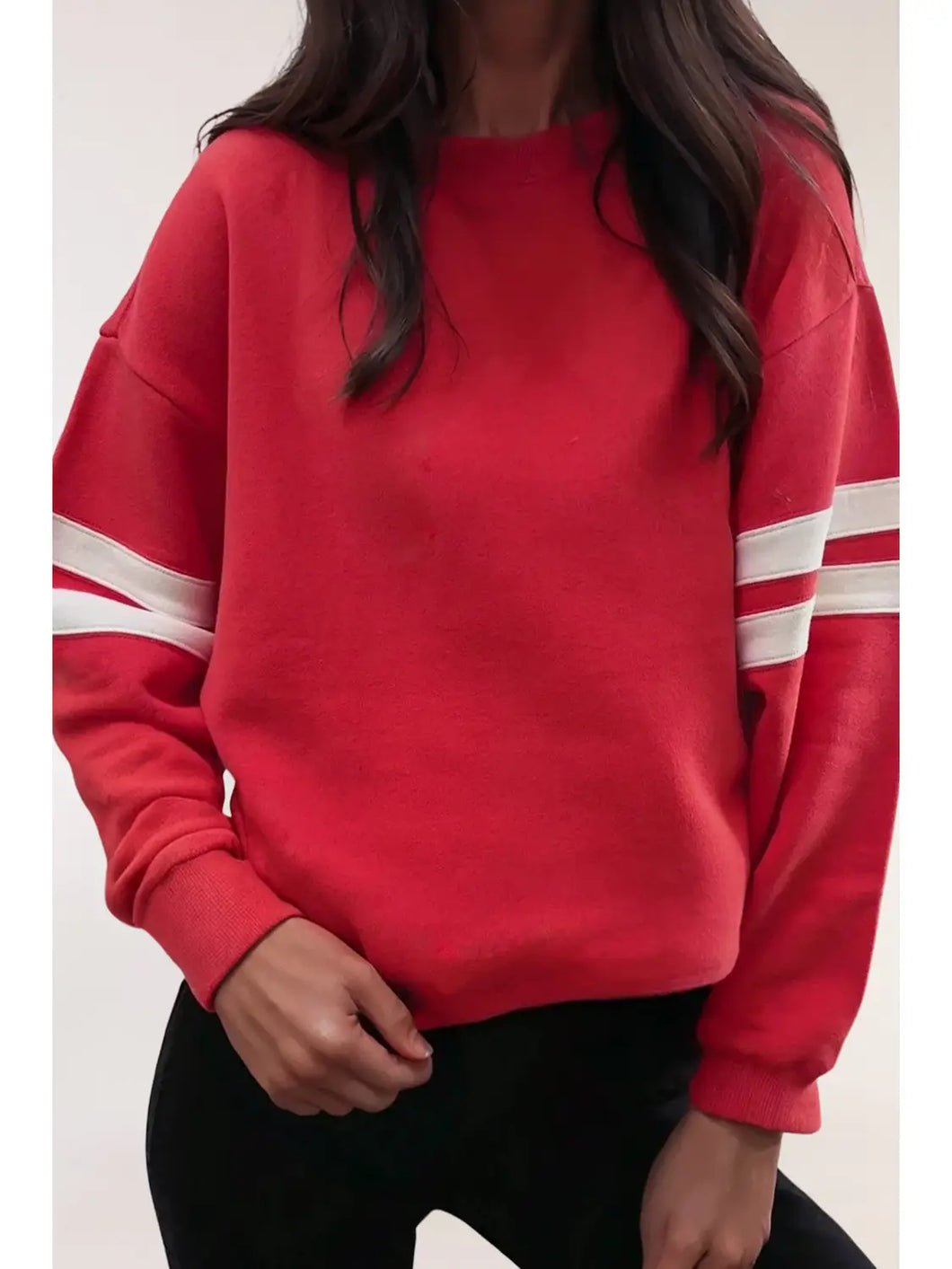 Varsity Red Striped Sweatshirt