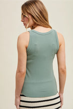 Load image into Gallery viewer, Classic Scoop Deep Sage Fitted Tank Top