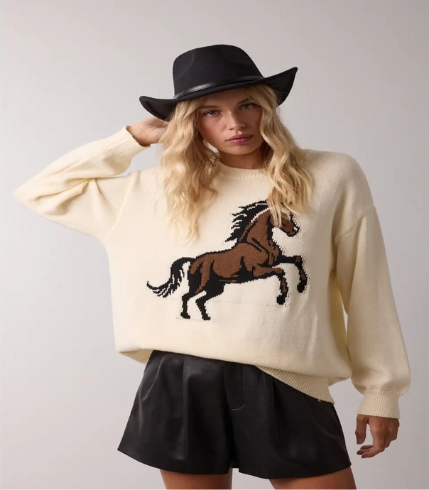 Cream Horse Sweater