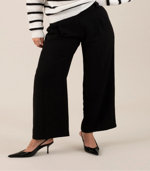 Erika Black Wide Leg Pleated Bottoms