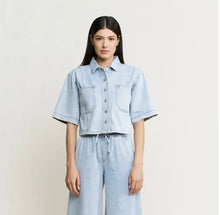 Load image into Gallery viewer, Mica Cropped Denim Shirt
