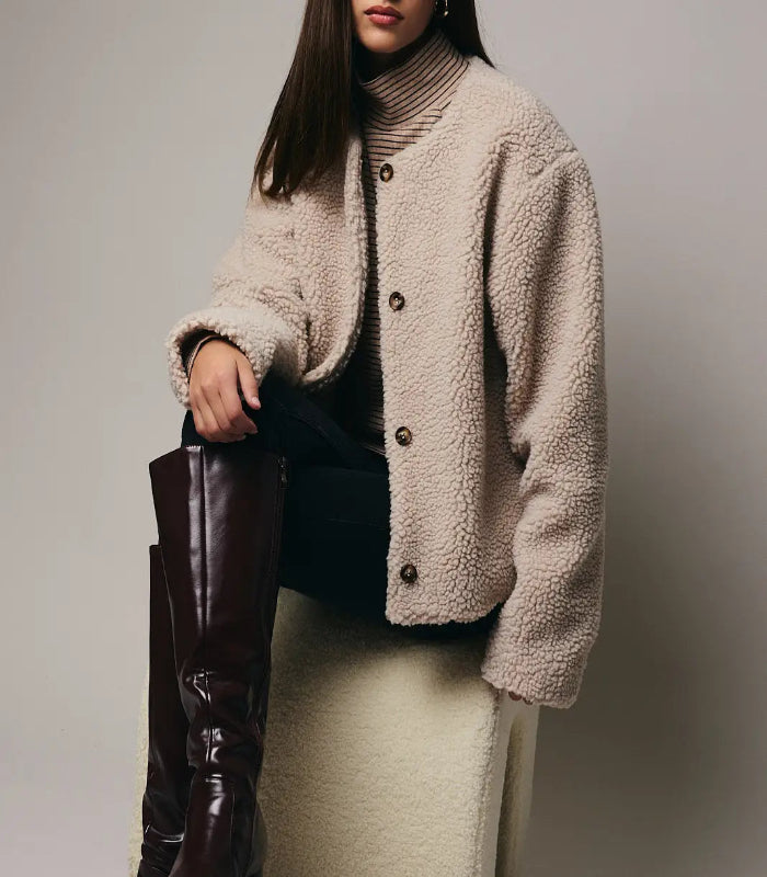 Capri Oatmeal Sherpa Jacket