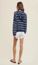 Load image into Gallery viewer, Navy Striped Hooded Sweater