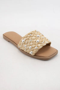 Pearl Woven Slide Sandals