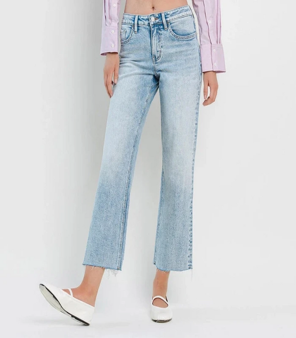 Flying Monkey High Rise Raw Hem Crop Dad Jeans