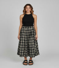 Load image into Gallery viewer, Black Plaid Midi Skirt