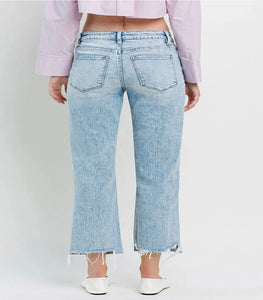 Flying Monkey High Rise Raw Hem Crop Dad Jeans