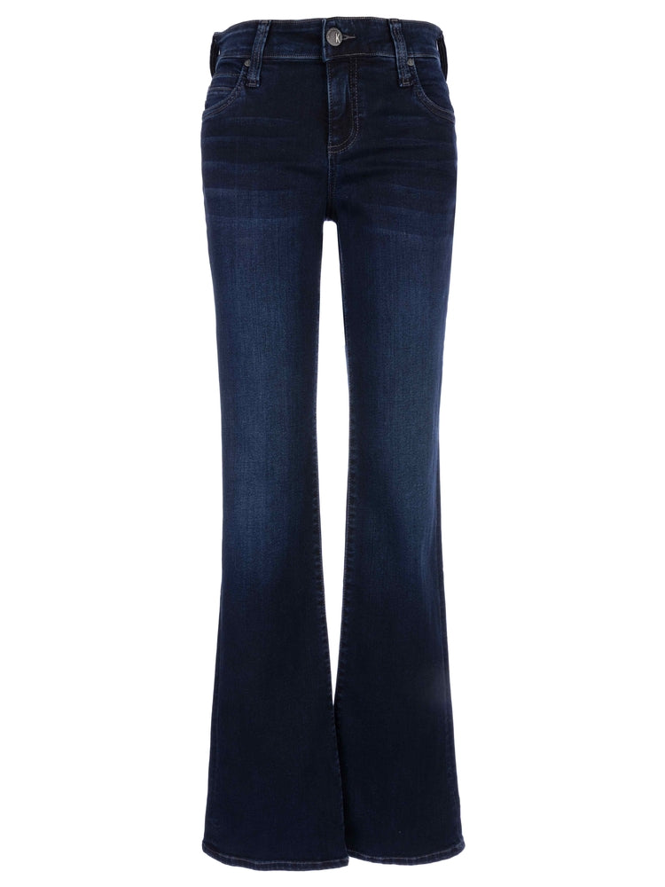 KUT From The Kloth Women's Natalie High Rise Bootcut Jeans – Dark Denim With Chunky Stitch Detail