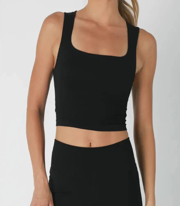 Livia Black Square Crop Top