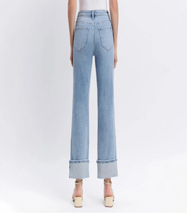 Flying Monkey High Rise Cuffed Slim Wide Jeans