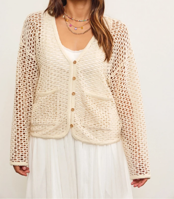 Cream Crochet Cardigan