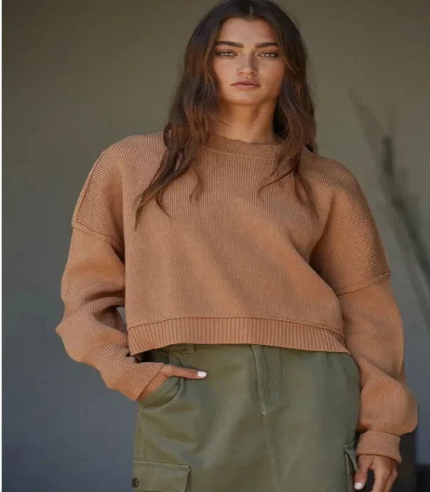 Spiced Caramel Ribbed Sweater
