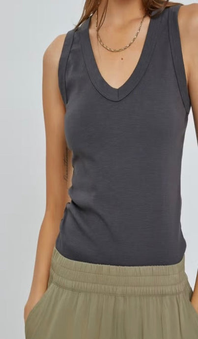 Charcoal V Neck Tank