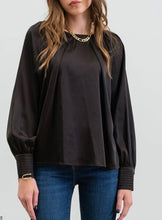 Load image into Gallery viewer, Black Satin Blouse