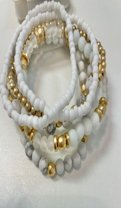 White Stone Bracelet Set