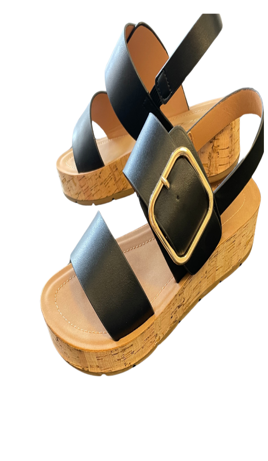 Raccoon Bold Double Strap Platform Slingback Sandal