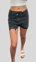 Load image into Gallery viewer, Black Overlap Distressed Shorts