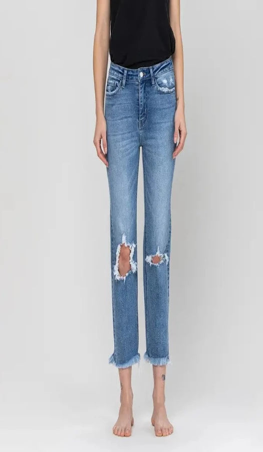 VERVET by Flying Monkey Distressed Relaxed Straight Leg