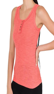 Coral Henley Tank
