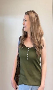 Henley Olive Tank Top -1 Large 1 X-Large