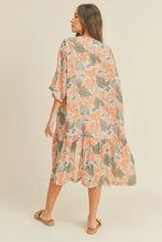 Load image into Gallery viewer, Orange Teal Leaf Kimono