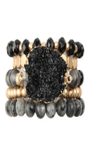 Load image into Gallery viewer, Druzy Black Bracelet Set